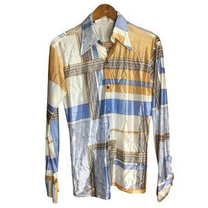 Vintage Montgomery Ward Men's Button Up Shirt Collared Long Sleeve Size Medium